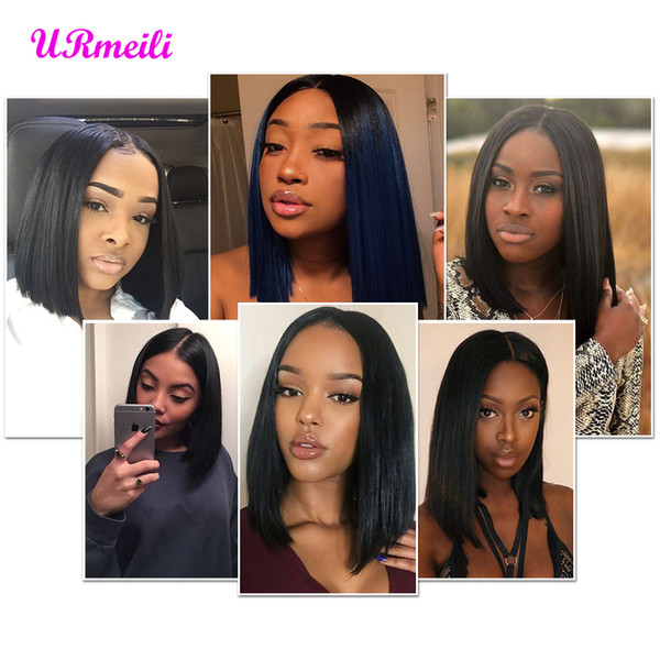 short wig human hair Bob Lace Front Human Hair Wigs With Bang Brazilian Remy Hair Lace Front Bob Wigs Pre Plucked For Woman