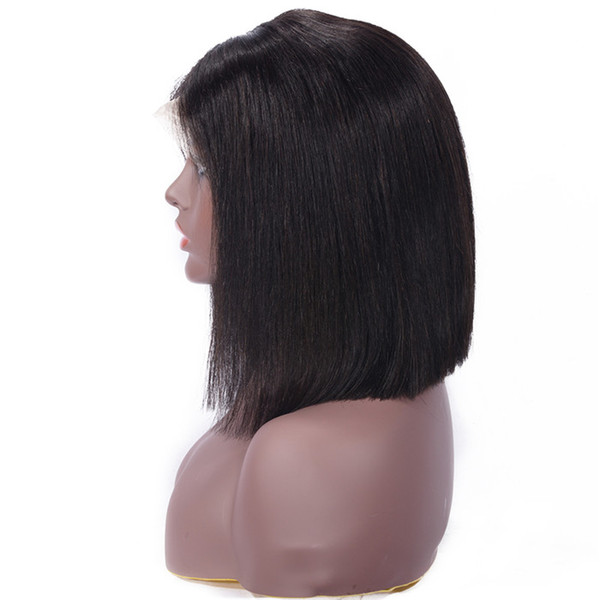 Full Lace Human Hair Wigs With Baby Hair Bleached Knots Straight Bob Wigs Short Full End Wigs Brazilian Remy Hair Lumeng 130% Density