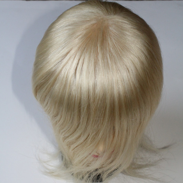 human hair women wigs with clip ins 613 blonde hair Women Hairpiece 7x9inch