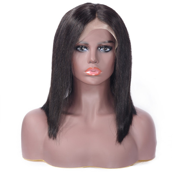 Glueless Lace Front Human Hair Wigs For Women Natural Black Short Bob Wigs Brazilian Remy Hair Straight Full End