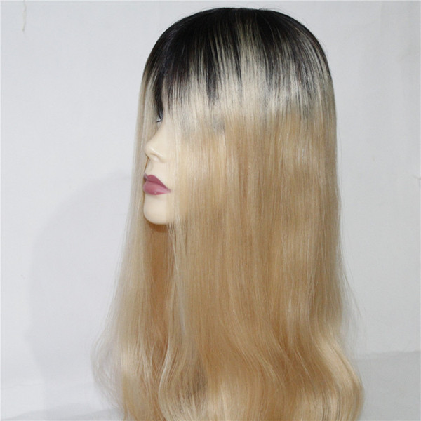 Personal Customized Hot beauty long blonde human hair two tone color ombre wig