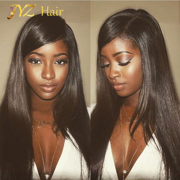 JYZ Brazilian Silky Straight Lace Front Human Hair Wigs For Black Woman 130 Density Glueless Full Lace Wigs with Baby Hair Natural Hairline