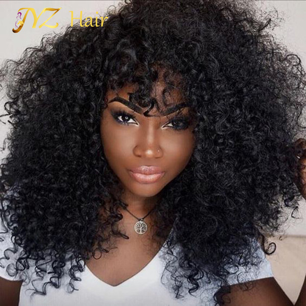 JYZ Virgin Brazilian Afro Kinky Curly Wig Glueless Full Lace 130% Density Kinky Curly Wig Human Hair Lace Front Wig For Black Women