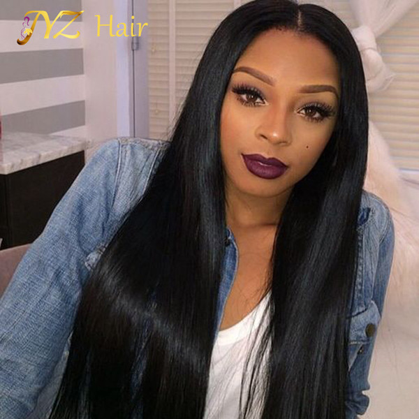 JYZ Long Straight Full Lace Human Hair Wigs Lace Front Human Hair Wig With Bleched Knots Full Lace Wig Peruvian Virgin Hair Wigs