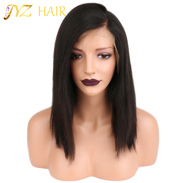 JYZ Straight Full Lace Human Hair Wigs For Black Women Brazilian Lace Front Wig Bob Wigs With Baby Hair Glueless Full Lace Wigs