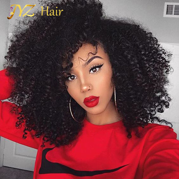 JYZ Kinky Curly Full Lace Wig Mongolian Full Lace Human Hair Afro Curly Wigs For Black Women Glueless Lace Front Wigs