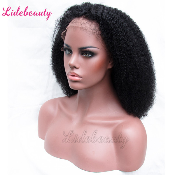 Unprocessed Full Lace Human Hair Wigs Malaysian Lace Front Wigs Baby Hair 130% Density Pre-Plucked Wigs Lace Frontal Afro Kinky Curly Hair