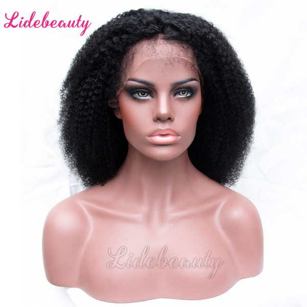 Unprocessed Full Lace Human Hair Wigs Brazilian Lace Front Wigs Baby Hair 150% Density Pre-Plucked Wigs Lace Frontal Afro Kinky Curly Hair