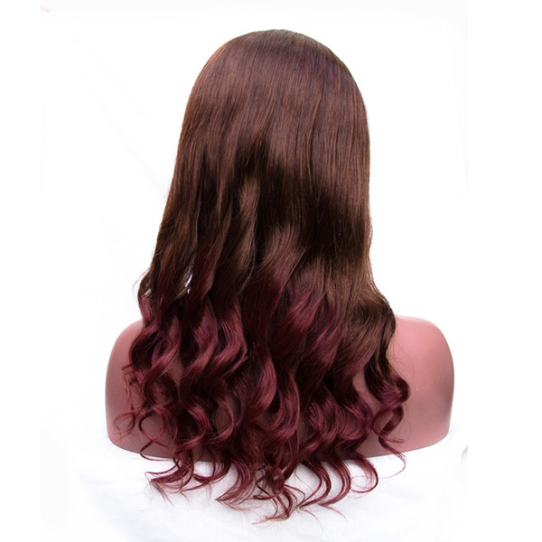 Ombre #6/99J Lace Front Wigs Loose Wave Full Lace Human Hair Wigs 150 Density Brazilian Virgin Hair Pre Plucked Wig