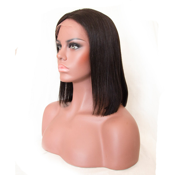 Indian Virgin Hair Natural Straight Color Black Lace Front Wigs Full Lace Human Hair Wigs 130 Density Pre Plucked Wig