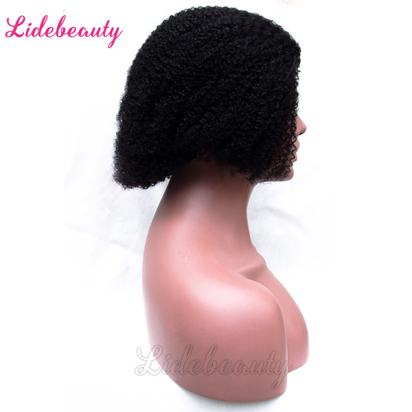 100% Unprocessed Short Bob Wigs Full Lace Human Hair Wigs Peruvian Lace Front Wigs 130% Density Lace Frontal Afro Kinky Curly Hair