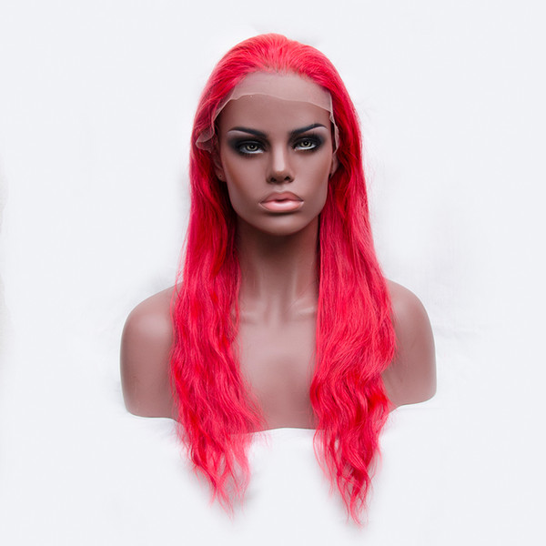 Pure Red Color Lace Front Wigs Natural Wave Full Lace Human Hair Wigs 130 Density Indian Virgin Hair Pre Plucked Wig