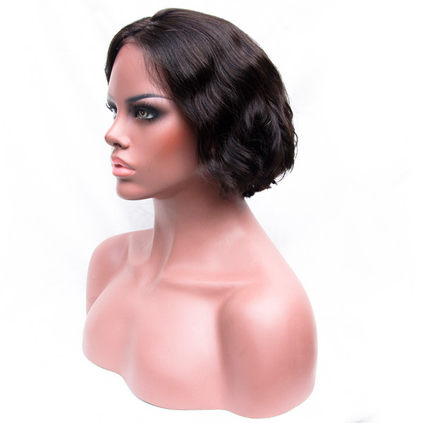 Malaysian Virgin Hair Natural Wave Black Lace Front Wigs Human Hair Lace Wig for Black Women 150% Density Pre Plucked Short Bob Wig