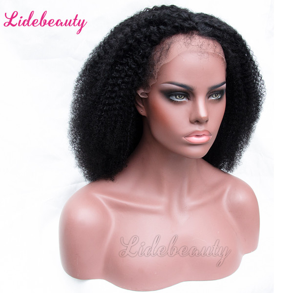 Unprocessed Full Lace Human Hair Wigs Peruvian Lace Front Wigs Baby Hair 150% Density Pre-Plucked Wigs Lace Frontal Afro Kinky Curly Hair