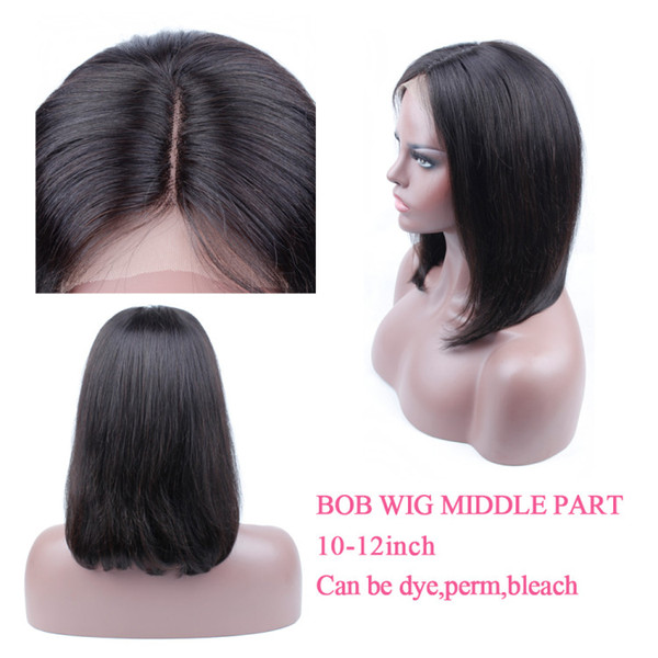 8A Grade Mink Brazilian Human Hair Short Bob Wigs For Black Women Brazilian Remy Hair Lace Front Human Hair Wigs Bleached Knots Straight