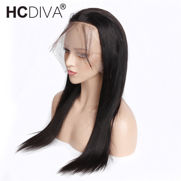 HCDIVA Hair 360 Lace Wigs 150% Peruvian Straight 360 Lace Frontal Wigs For Black Women Glueless Lace Front Human Hair Wigs Pre Plucked