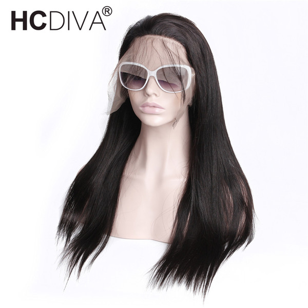 HCDIVA Pre Plucked Lace Front Human Hair Wigs Malaysian Straight Hair Wig With Baby Hair Cheapest Malaysian Remy 10-24 Inch 