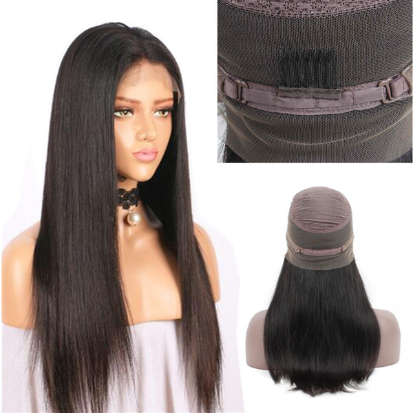 Top Qulity 360 Lace Frontal Wigs For Black Women 150% Density Pre Plucked Brazilian Straight Lace Front Human Hair Wigs Brazilian Remy Hair