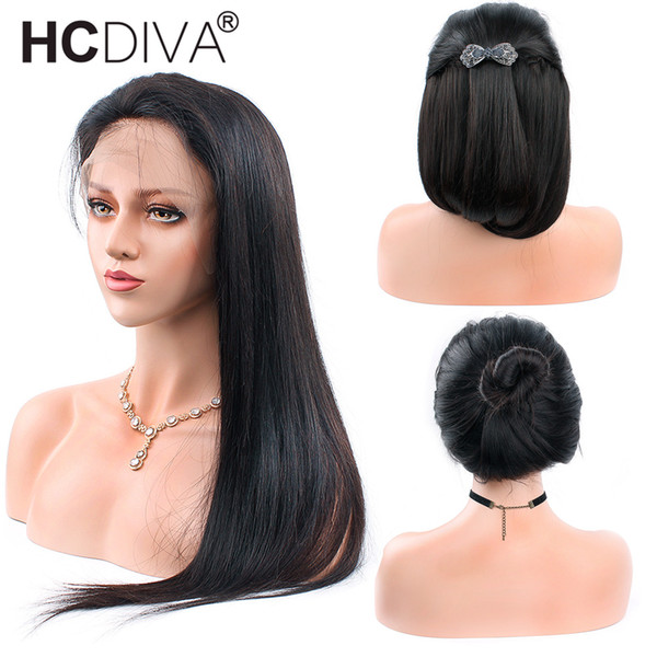 Long Straight Full Lace Human Hair Wigs For Black Women Pre Plucked Peruvian Remy Lace Front Human Hair Wigs With Baby Hair 10-26 inch