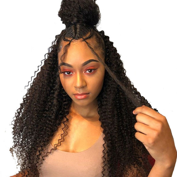 Kinky Curly Human Hair Wig 130 Density Lace Front Human Hair Wigs For Women Black 13X4 Malaysian Lace Wig Pre Plucked