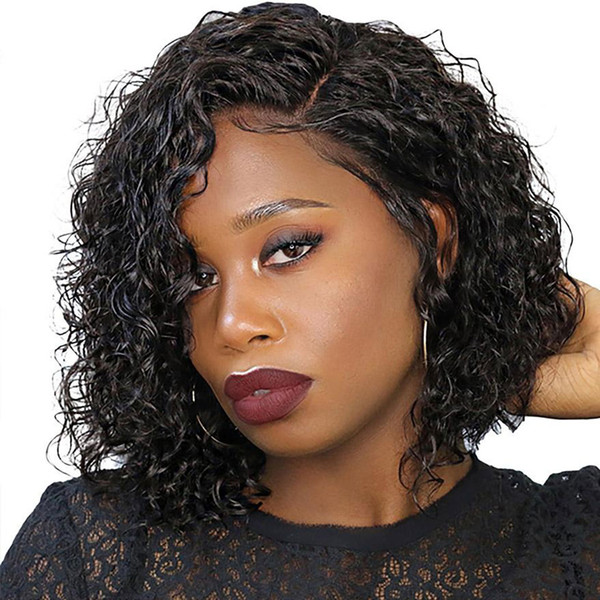 Short Lace Front Human Hair Wigs Brazilian Remy Hair Bob Wig with Pre Plucked Hairline Lace Wig For Black Women 