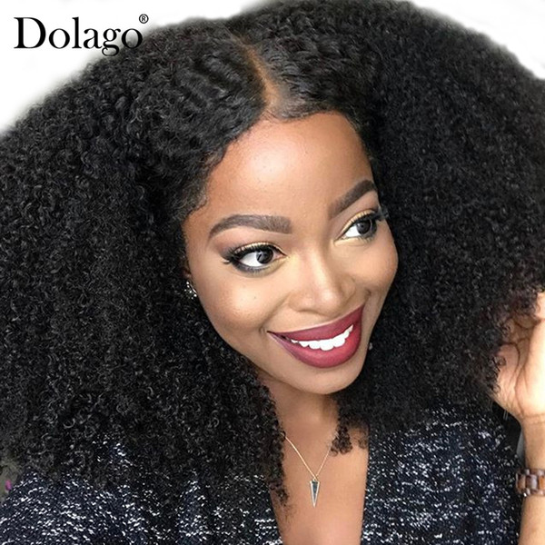 Afro Kinky Curly Wig 250% Density Lace front Human Hair Wigs For Women Glueless Brazilian Long Wig Natural Black Remy Hair Dolago