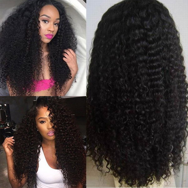 Silk Base Lace Wig 130% Density Kinky Curly Lace Front Human Hair Wig For Black Women Brazilian Kinky Curly Silk Base Wigs