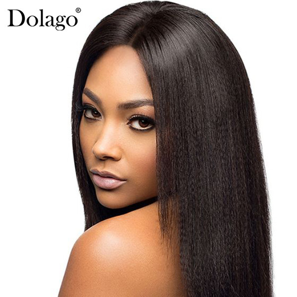 Italian Yaki Straight Lace Front Human Hair Wigs For Women Pre Plucked With Baby Hair 13x4 130% Density Brazilian Remy Dolago