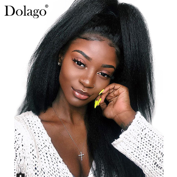 Kinky Straight 360 Lace Frontal Wig Pre Plucked With Baby Hair 180% Density Lace Front Human Hair Wigs Coarse Yaki Dolago Remy