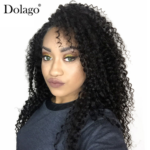 Kinky Curly 13x6 Lace Front Human Hair Wigs For Women 130% Density Pre Plucked With Baby Hair Deep Part Dolago Black Remy