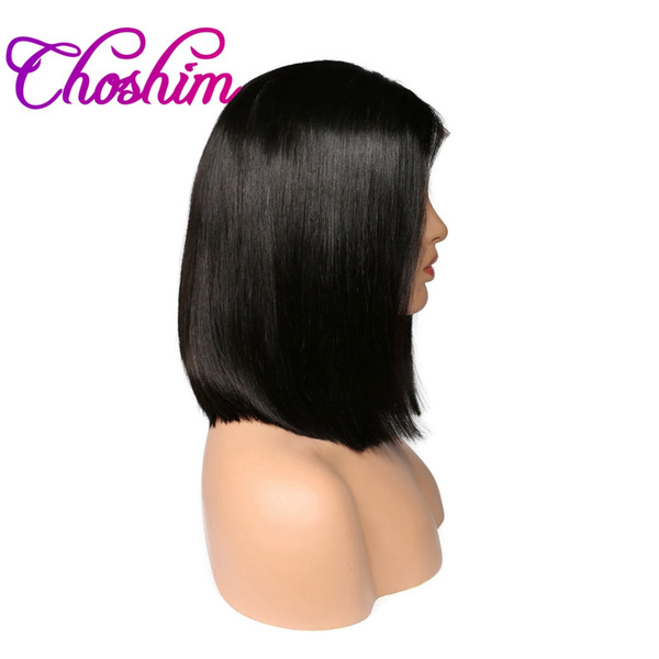 Choshim KL Hair Lace Front Human Hair Wigs Peruvian Silky Straight Short Bob Wig 150% Density Natural Color Remy Hair For Black Women