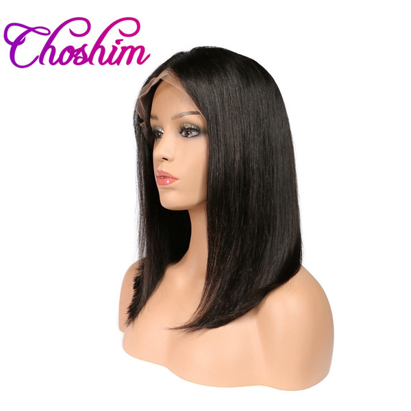 Choshim Slove Human Hair Short Bob Wigs For Black Women Brazilian Remy Hair Lace Front Human Hair Wigs Bleached Knots