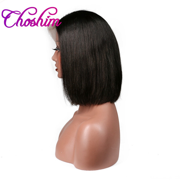 Slove Straight Short Bob Full Lace Human Hair Wigs With Baby Hair Brazilian Remy Hair Front Pre Plucked Lace Wig For Black Women