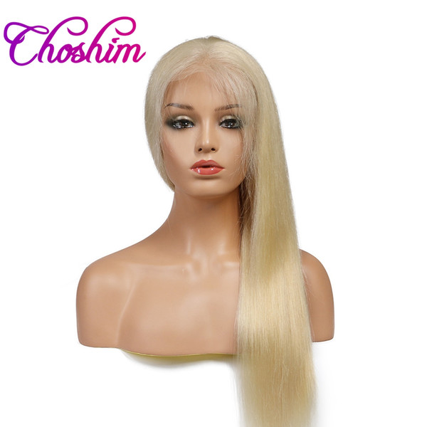 Choshim 10A KL Full Lace Human Hair Wigs #613 Color Straight Brazilian Remy Hair Blonde Lace Wigs Natural Hairline With Baby Hair 12-20