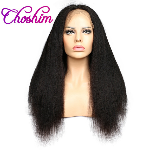 Choshim Slove Brazilian Full Lace Human Hair Wigs For Black Women With Kinky Straight Remy Human Hair Yaki Hair Wigs 