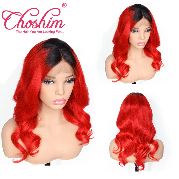 T1B/Red Loose WaveChoshim Lace Front Human Hair Wigs For Black Women Remy Hair Ombre Pre Plucked Lace Wig With Baby Hair