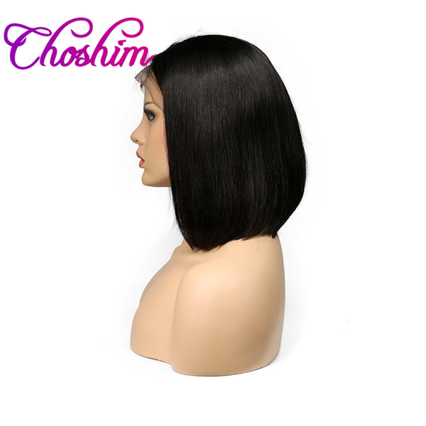 Choshim 130 Density Brazilian Full Lace Human Hair Wig Front With Baby Hair Bleached Knot Remy Short Bob Lace Wigs For Black Women