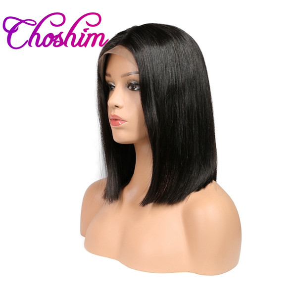 Choshim KL Hair Pre Plucked 13x6 Lace Front Human Hair Wigs For Black Women 180% Density Brazilian Remy Hair Straight Short Bob Wigs