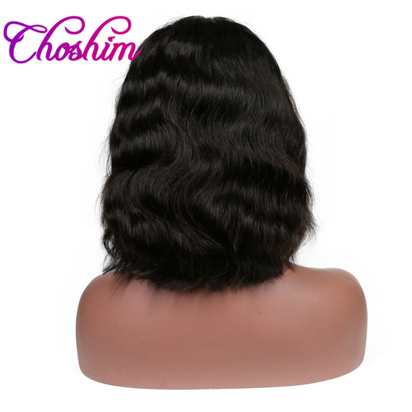 Slove Short Glueless Lace Front Human Hair Wigs With Baby Hair Full End 8'' to 14'' Brazilian Remy Wavy Bob Wigs Bleached Knots