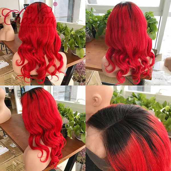 Choshim T1B/Red Loose Wave Lace Front Human Hair Wigs For Black Women Remy Hair Ombre Pre Plucked Lace Wig With Baby Hair