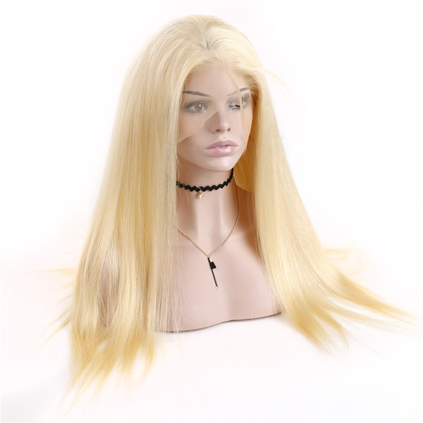 Blonde 613# Color Brazilian Virgin Human Hair Lace Front Wigs Density 150% Straight Hair Lace Front Wig With Baby Hair