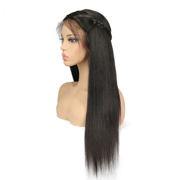 Full Lace Human Hair Wigs With Baby Hair Natural Color Peruvian Staight Remy Hair Glueless Full Lace Wigs For Women