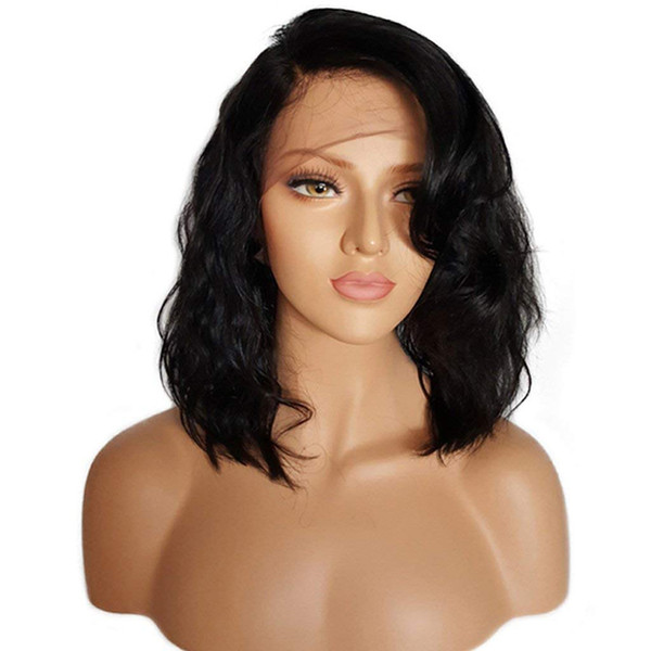 Lace Front Wig Pre Plucked With Baby Hair Natural Wavy Short Bob Human Hair Wigs For Black Women 150% Density Peruvian Virgin Hair