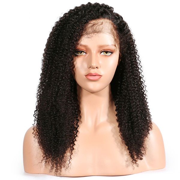 Gluless Curly Full Lace Wig Human Hair with Baby Hair For Black Women Pre Plucked Malaysian Remy 150% Density Lace Wig Full End