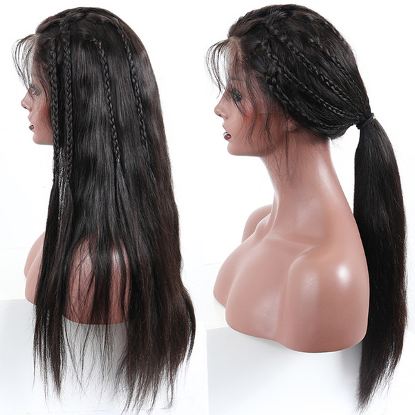 360 Lace Frontal Wigs Pre Plucked With Baby Hair Peruvian Straight Wig 130% Density Lace Front Human Virgin Hair Wigs For Black Women