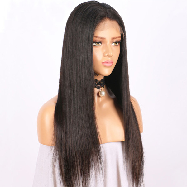 Lace Front Human Hair Wigs For Black Women With Baby Hair Full Straight Peruvian Glueless Lace Wig Pre Plucked Remy Hair