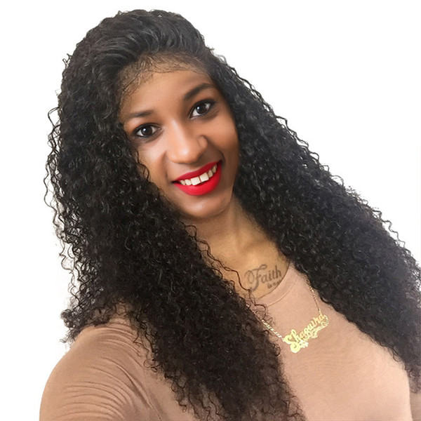 Lace Front Wig Kinky Curly Human Hair Wigs For Black Women Pre Plucked Brazilian Remy 150% Density Lace Frontal Wigs Full End