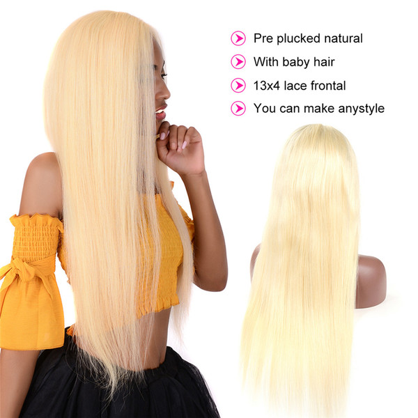 613 Lace Front Human Hair Wigs Blonde Straight Lace Wigs Peruvian Remy Human Hair Wig With Baby Hair For Women Pre plucked Hairline