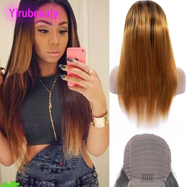 Peruvian Human Hair 1B/30 Ombre Hair Lace Front Wig Straight Virgin Hair Products 1B 30 Lace Front Wig