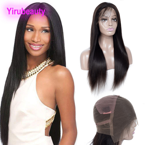 Brazilian Virgin Hair Lace Wigs Full Lace Wig 8-22inch Human Hair Straight Silky Full Lace Top Closures Pre Plucked Natural Color